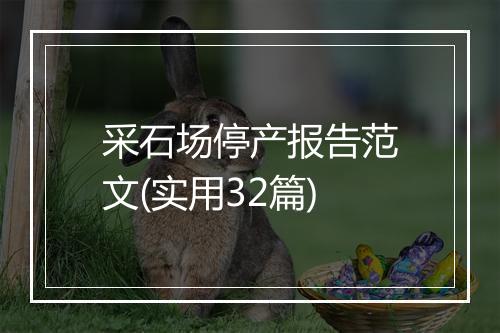 采石场停产报告范文(实用32篇)