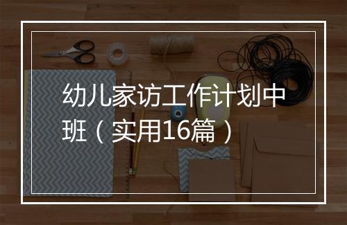 幼儿家访工作计划中班（实用16篇）