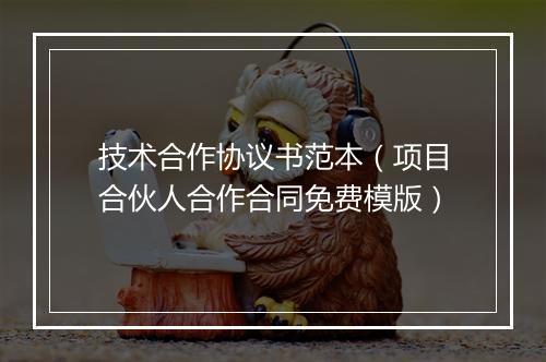 技术合作协议书范本（项目合伙人合作合同免费模版）