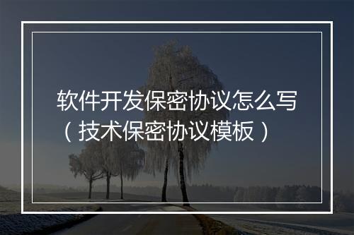 软件开发保密协议怎么写（技术保密协议模板）