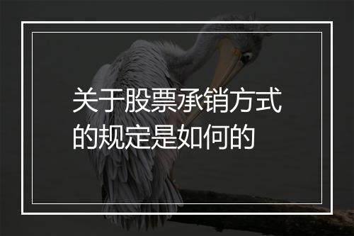 关于股票承销方式的规定是如何的