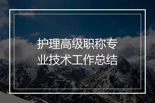 护理高级职称专业技术工作总结