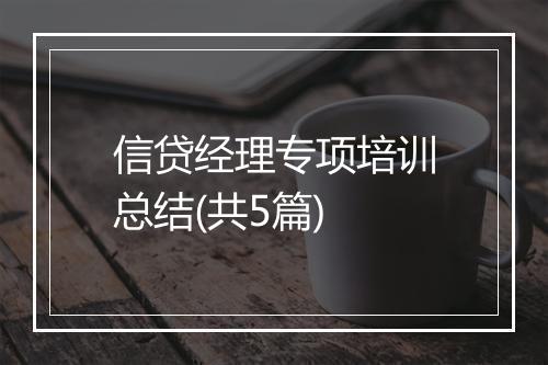 信贷经理专项培训总结(共5篇)