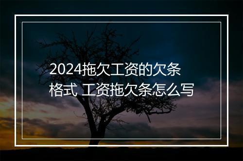 2024拖欠工资的欠条格式 工资拖欠条怎么写