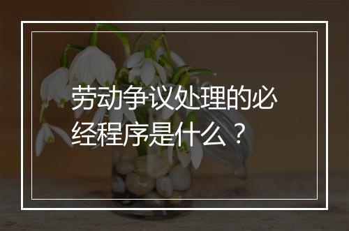 劳动争议处理的必经程序是什么？
