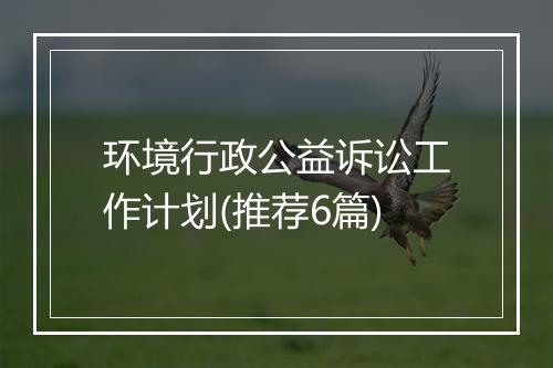 环境行政公益诉讼工作计划(推荐6篇)