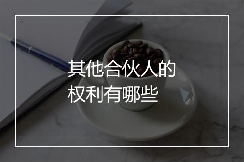 其他合伙人的权利有哪些