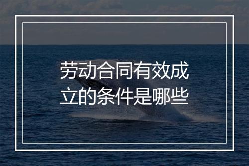劳动合同有效成立的条件是哪些