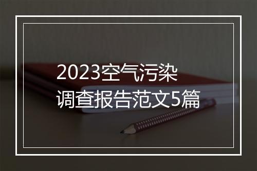 2023空气污染调查报告范文5篇
