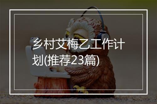 乡村艾梅乙工作计划(推荐23篇)