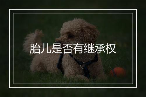 胎儿是否有继承权