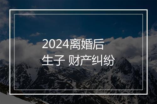 2024离婚后生子 财产纠纷