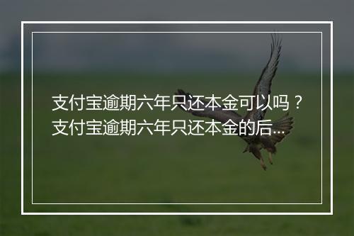 支付宝逾期六年只还本金可以吗？支付宝逾期六年只还本金的后果