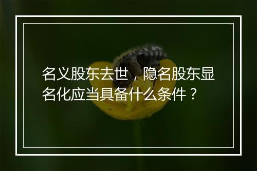 名义股东去世，隐名股东显名化应当具备什么条件？