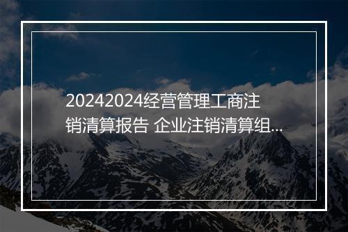 20242024经营管理工商注销清算报告 企业注销清算组清算报告
