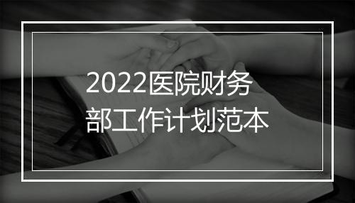 2022医院财务部工作计划范本