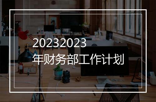 20232023年财务部工作计划