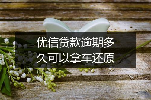 优信贷款逾期多久可以拿车还原