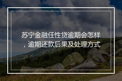 苏宁金融任性贷逾期会怎样，逾期还款后果及处理方式