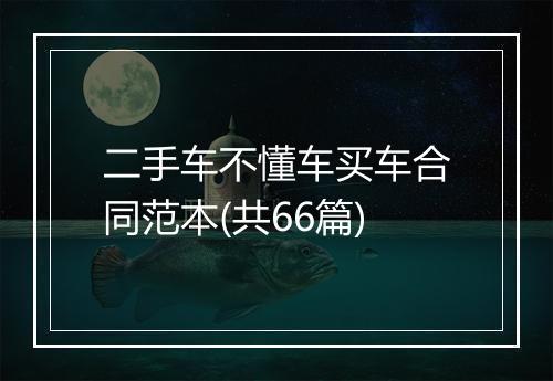 二手车不懂车买车合同范本(共66篇)