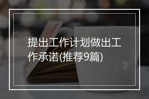 提出工作计划做出工作承诺(推荐9篇)
