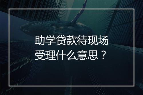 助学贷款待现场受理什么意思？