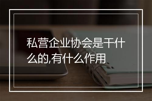 私营企业协会是干什么的,有什么作用