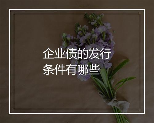企业债的发行条件有哪些