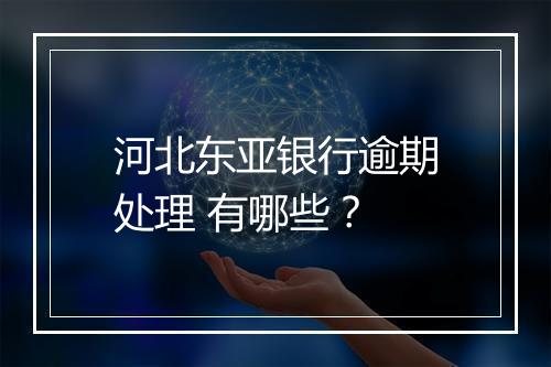 河北东亚银行逾期处理 有哪些？