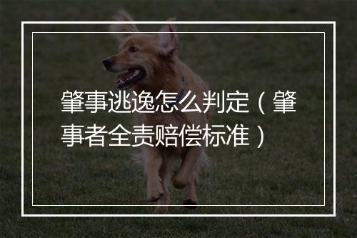 肇事逃逸怎么判定（肇事者全责赔偿标准）