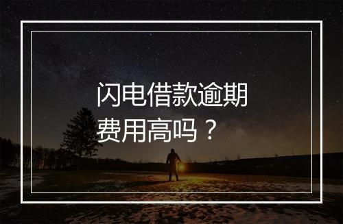 闪电借款逾期费用高吗？