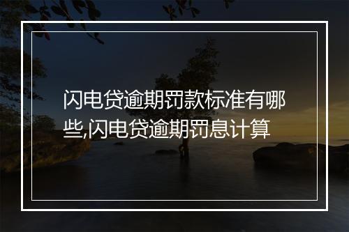 闪电贷逾期罚款标准有哪些,闪电贷逾期罚息计算