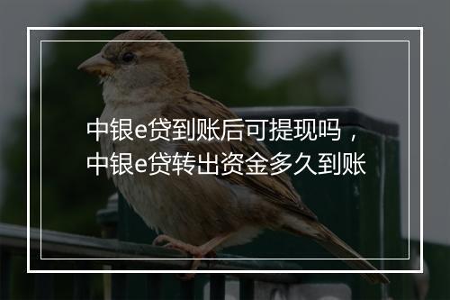 中银e贷到账后可提现吗，中银e贷转出资金多久到账