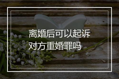 离婚后可以起诉对方重婚罪吗