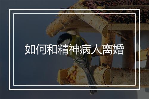 如何和精神病人离婚