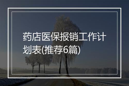 药店医保报销工作计划表(推荐6篇)