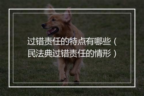 过错责任的特点有哪些（民法典过错责任的情形）