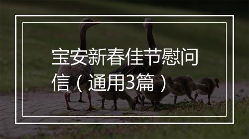 宝安新春佳节慰问信（通用3篇）