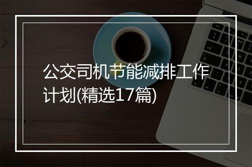 公交司机节能减排工作计划(精选17篇)