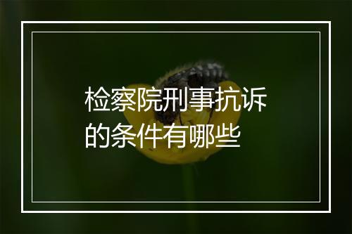 检察院刑事抗诉的条件有哪些