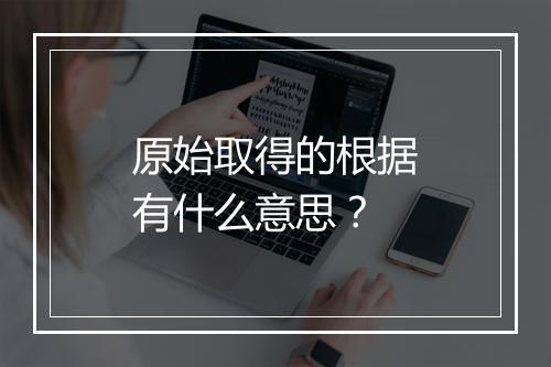 原始取得的根据有什么意思？