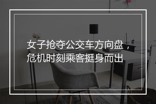女子抢夺公交车方向盘，危机时刻乘客挺身而出