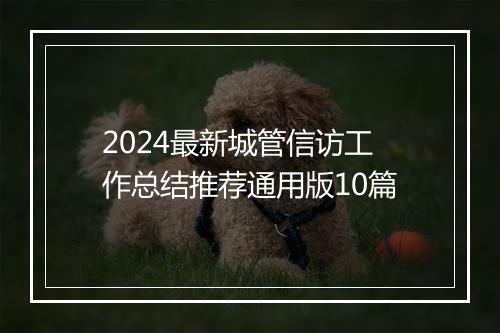 2024最新城管信访工作总结推荐通用版10篇