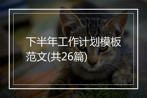 下半年工作计划模板范文(共26篇)