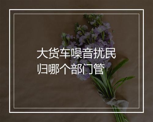 大货车噪音扰民归哪个部门管