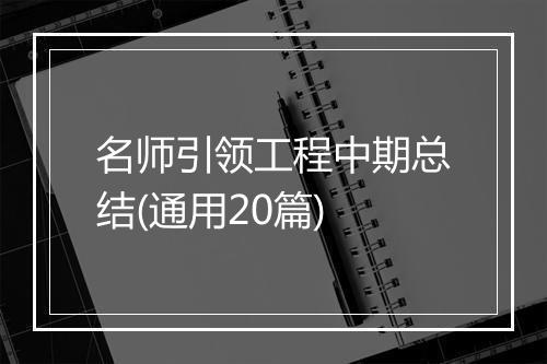名师引领工程中期总结(通用20篇)
