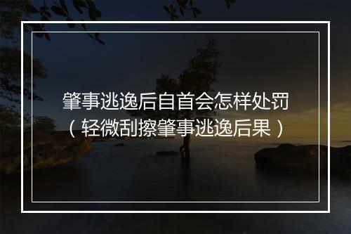 肇事逃逸后自首会怎样处罚（轻微刮擦肇事逃逸后果）