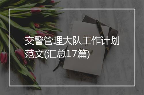 交警管理大队工作计划范文(汇总17篇)