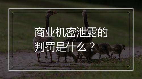 商业机密泄露的判罚是什么？
