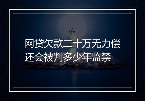 网贷欠款二十万无力偿还会被判多少年监禁